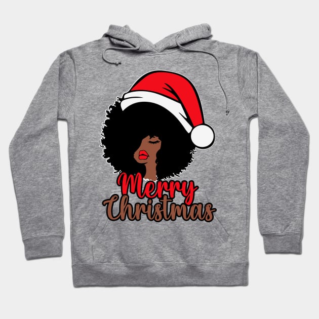 Black Woman Santa, Black Mrs Santa Claus, African American Santa, Merry Christmas Hoodie by UrbanLifeApparel